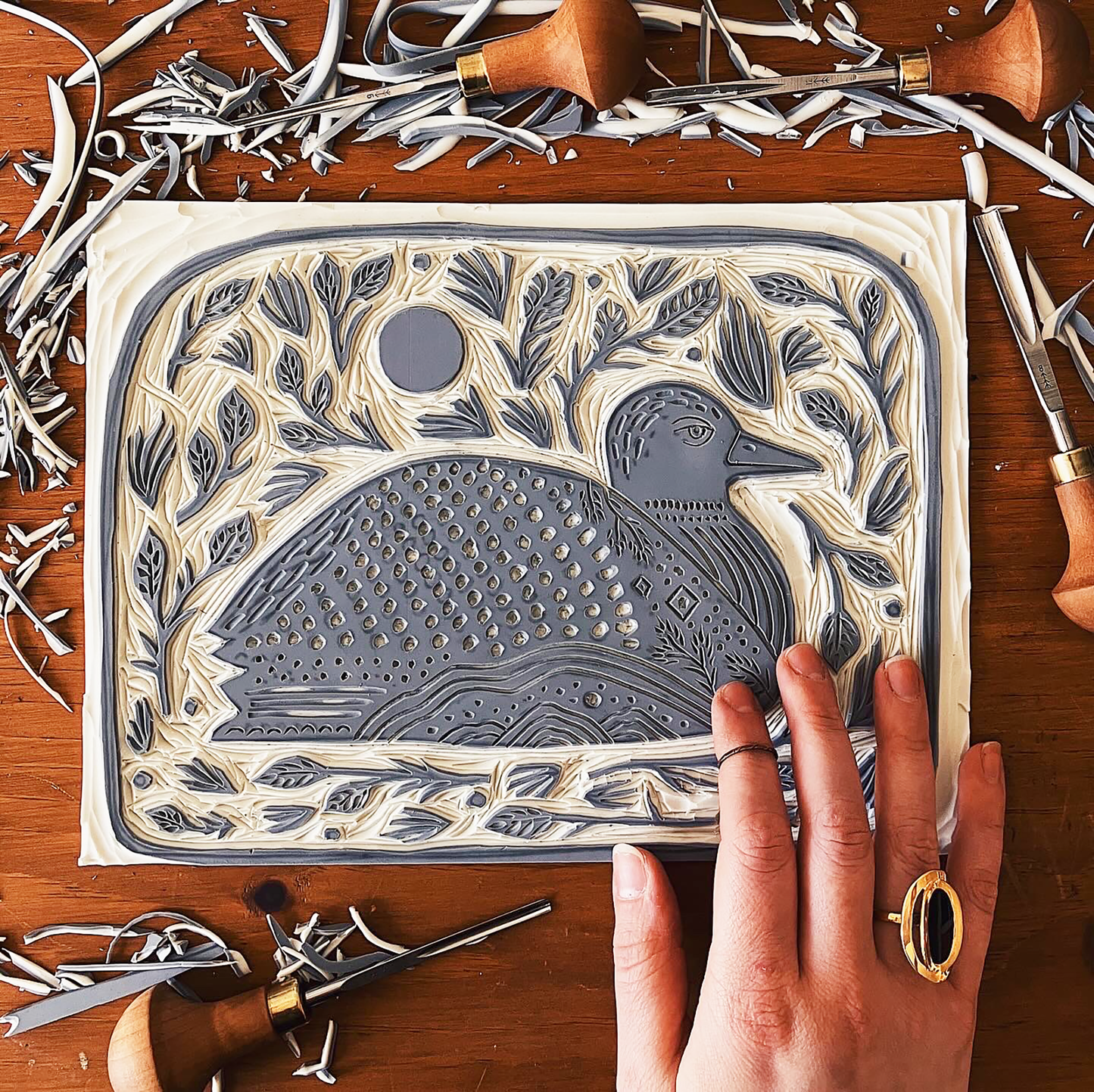 Loon Block Print