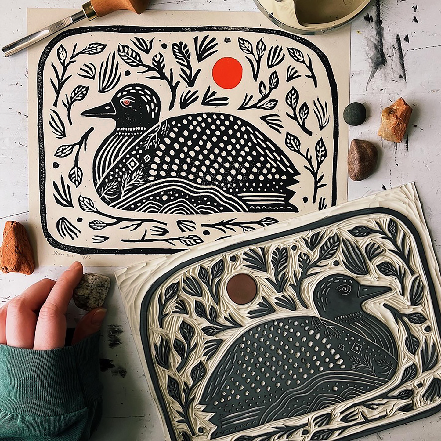 Loon Block Print
