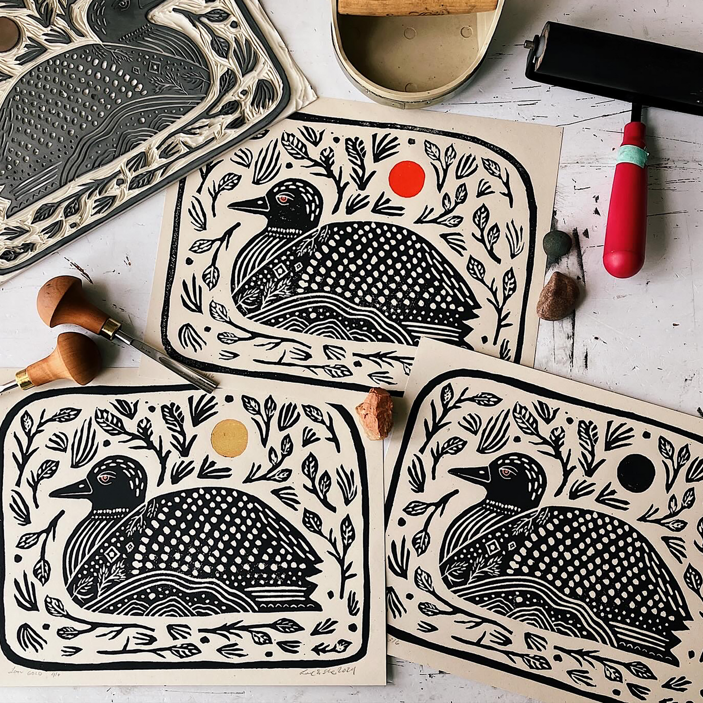 Loon Block Print