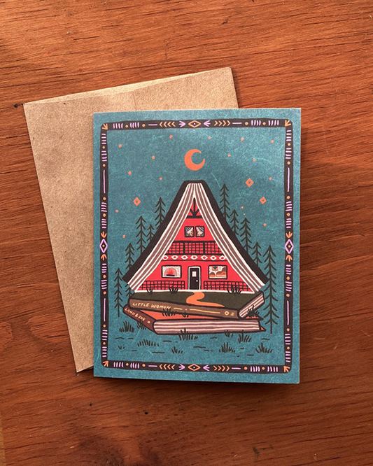 Red A-Frame Book Nook Greeting Card