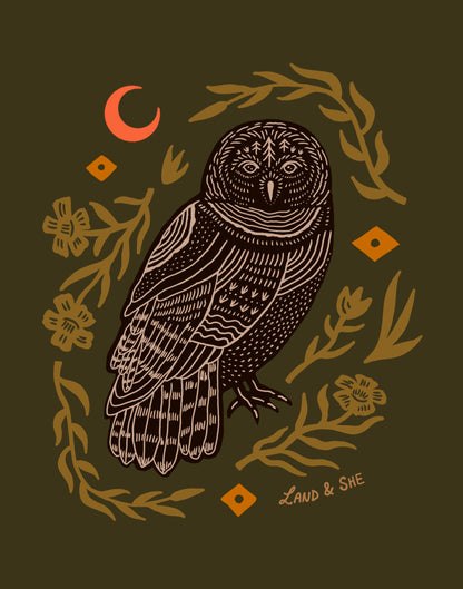 Barred Owl and Flowers (Pre-Order)