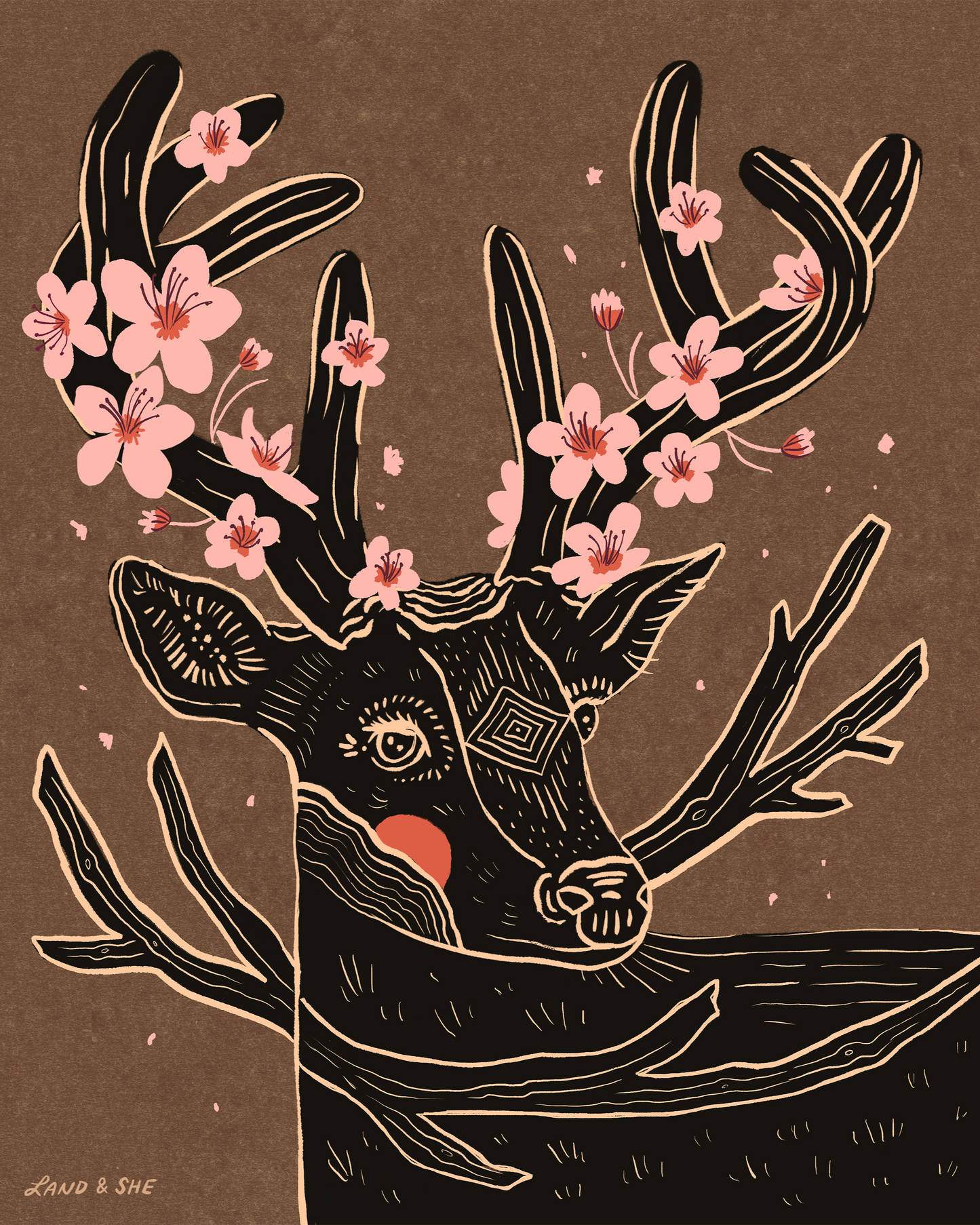 Cherry Blossom Deer