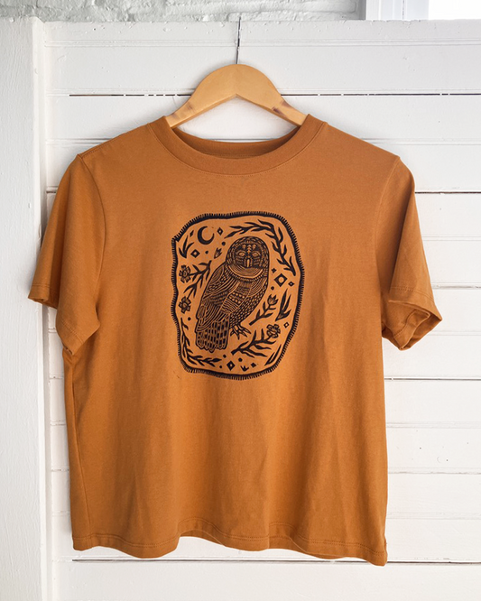 Barred Owl Tee - Boxy Fit in Toast