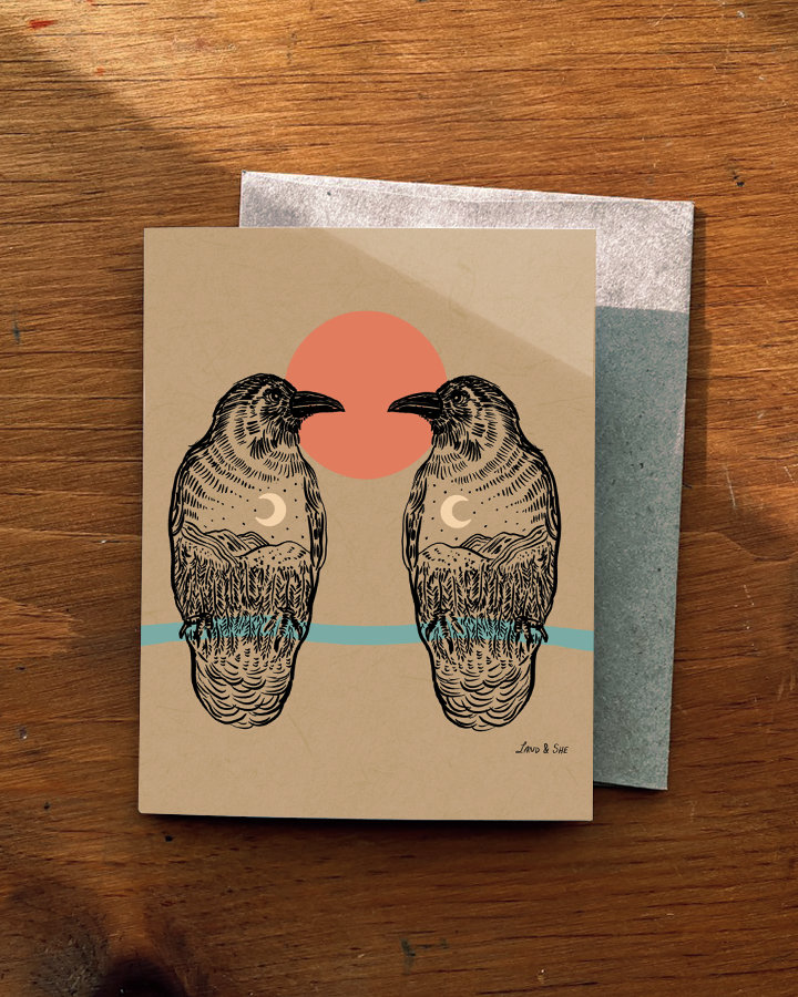 Two Ravens Greeting Card