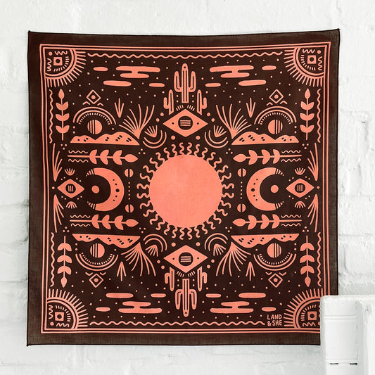 Western Sun Bandana, Brown